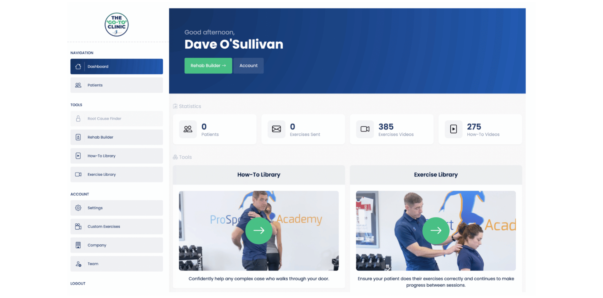 Screenshot of The ‘Go-To’ Clinic Hub created by The Go To Physio, Dave O’Sullivan